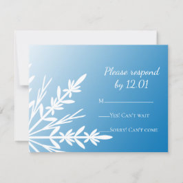 Weiße Schneeflocke auf blauem Winter-Hochzeit UAWG RSVP Karte