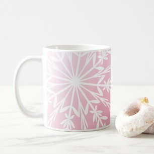 Weiße Schneeflocke auf Pink Happy Holidays Kaffeetasse