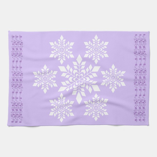 Weiße Schneeflocke Geschirrtuch (Horizontal)