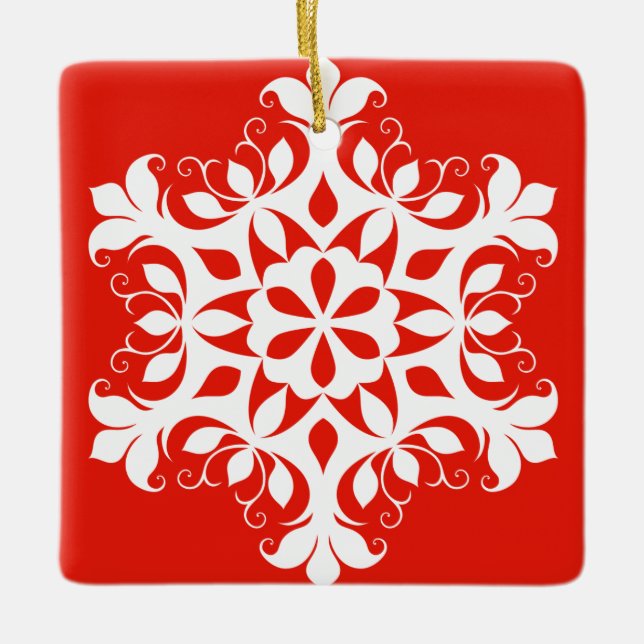 Weiße Schneeflocke Keramikornament (Vorderseite)