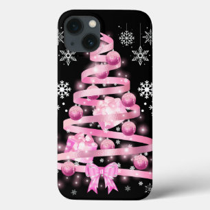 Weiße Schneeflocke Light Pink Ribbon Weihnachtsbau Case-Mate iPhone Hülle