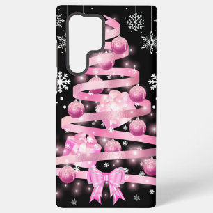 Weiße Schneeflocke Light Pink Ribbon Weihnachtsbau Samsung Galaxy Hülle