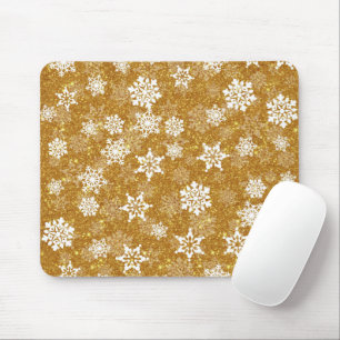 Weiße Schneeflocke Luxuriös Gelbe Elegante Weihnac Mousepad