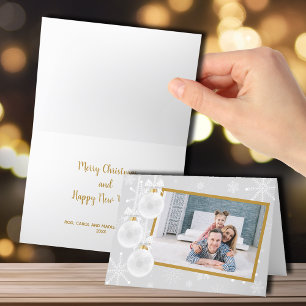 Weiße Schneeflocke-Verzierungen FALTETEN Feiertagskarte