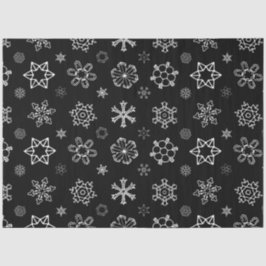 Weiße Schneeflocken an schwarzen Weihnachten Seidenpapier