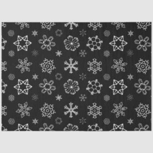 Weiße Schneeflocken an schwarzen Weihnachten Seidenpapier