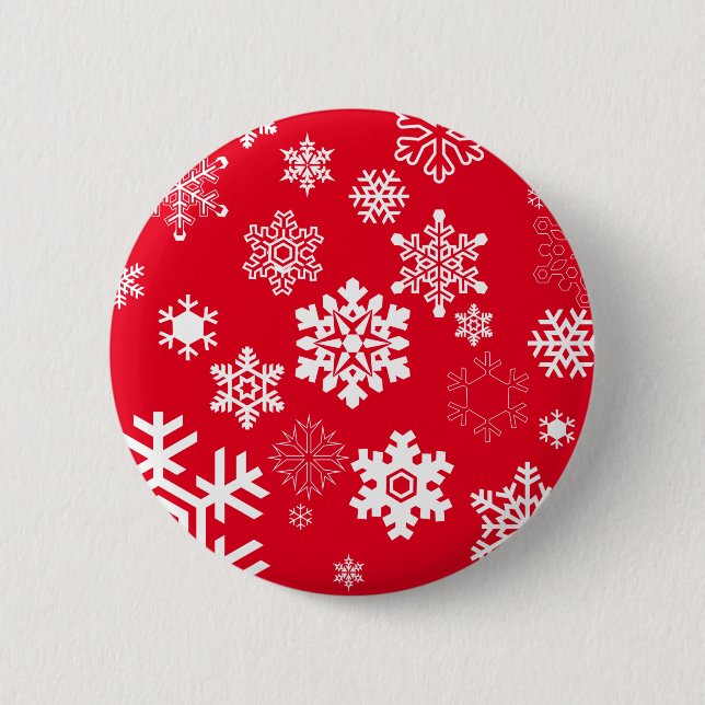 Weiße Schneeflocken - Anpassbare Hintergrundfarbe Button (Vorderseite)