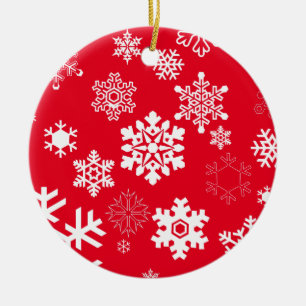 Weiße Schneeflocken - Anpassbare Hintergrundfarbe Keramikornament