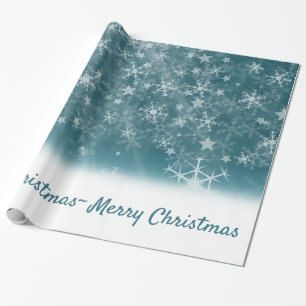 Weiße Schneeflocken auf blau Geschenkpapier