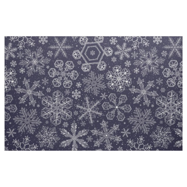 Weiße Schneeflocken auf blau Stoff (Fat Quarter (45,7 x 55,9 cm))