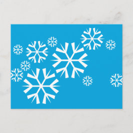 Weiße Schneeflocken auf blauem Hintergrund Postkarte