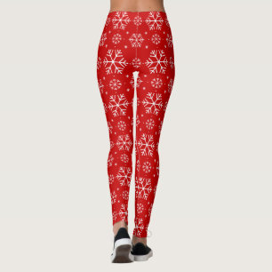 Weiße Schneeflocken auf dem Roten Hintergrund Weih Leggings