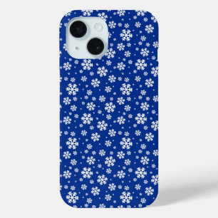 Weiße Schneeflocken auf dunkelblauem Wintermuster Case-Mate iPhone Hülle