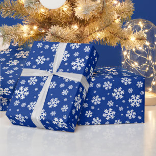 Weiße Schneeflocken auf dunkelblauem Wintermuster Geschenkpapier