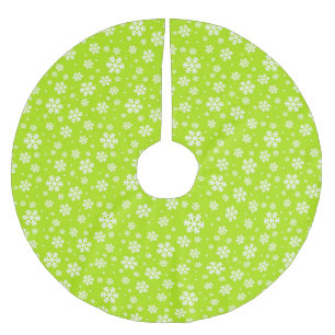 Weiße Schneeflocken auf grünem Wintermuster Polyester Weihnachtsbaumdecke