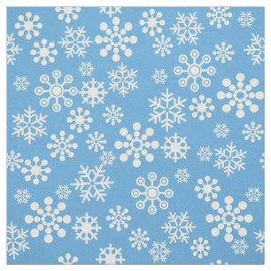 Weiße Schneeflocken auf hellblauem Hintergrund Stoff