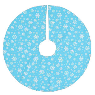 Weiße Schneeflocken auf Hellblauem Wintermuster Polyester Weihnachtsbaumdecke