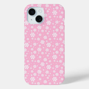 Weiße Schneeflocken auf Hellrosa Wintermuster Case-Mate iPhone Hülle