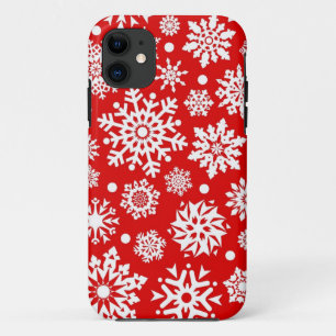 Weiße Schneeflocken auf Rot Case-Mate iPhone Hülle