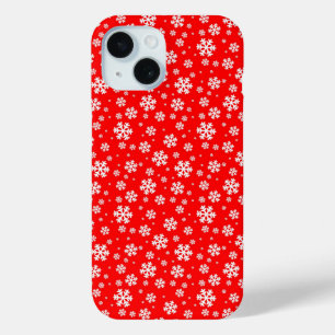 Weiße Schneeflocken auf rotem Wintermuster Case-Mate iPhone Hülle