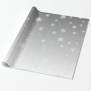 Weiße Schneeflocken auf Silber Geschenkpapier