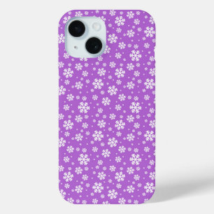 Weiße Schneeflocken auf violettem Wintermuster Case-Mate iPhone Hülle