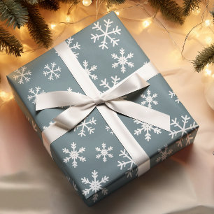 Weiße Schneeflocken Blau Auf Hintergrund Weihnacht Geschenkpapier