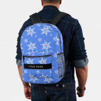 Weiße Schneeflocken, Blau, Ihr Name, Personalisier