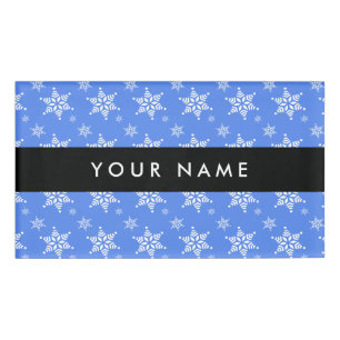 Weiße Schneeflocken, Blau, Ihr Name, Personalisier Namenschild