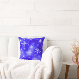 Weiße Schneeflocken Blau Kissen