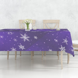 Weiße Schneeflocken Blauer Hintergrund Cotton Tabl Tischdecke