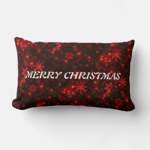 Weiße Schneeflocken Deep Red Bkgd Throw Kissen Lum