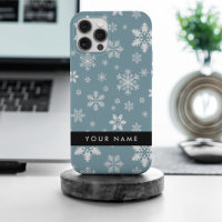 Weiße Schneeflocken, Grau, Ihr Name, Personalisier