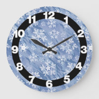 Weiße Schneeflocken große Uhr