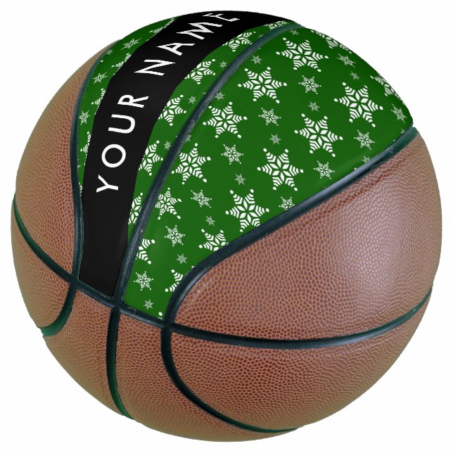 Weiße Schneeflocken, Grün, Ihr Name, Persönlich ge Basketball (angewinkelt)