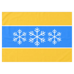 Weiße Schneeflocken Hellblau Gelbe Streifen Tischdecke