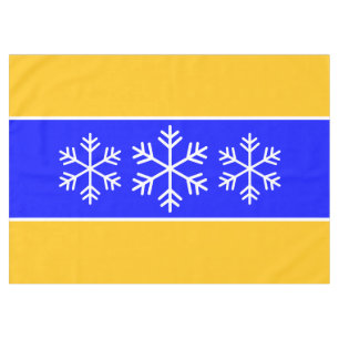 Weiße Schneeflocken Hellblau Gelbe Streifen Tischdecke