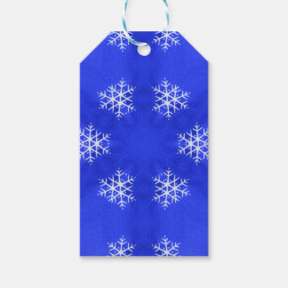 Weiße Schneeflocken Hellblau Hintergrund Geschenkanhänger