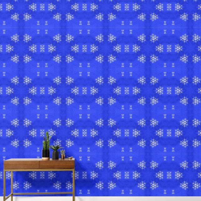 Weiße Schneeflocken Hellblau Hintergrund Tapete (Hausflur)