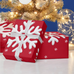 Weiße Schneeflocken im roten Hintergrund Weihnacht Geschenkpapier