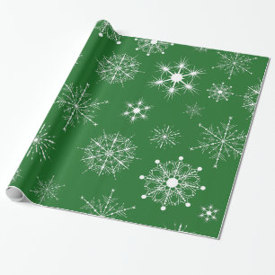 Weiße Schneeflocken in verschiedenen Formen Geschenkpapier