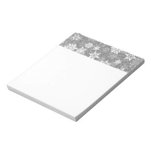 Weiße Schneeflocken Luxuriös Grau Elegantes Weihna Notizblock