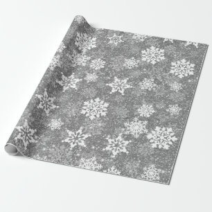 Weiße Schneeflocken Luxuriöse Gray Elegante Weih Geschenkpapier