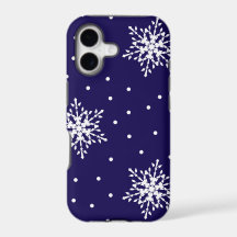 Weiße Schneeflocken mit Polka Docks Gemustert