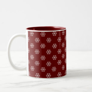 Weiße Schneeflocken mit Tasse-variierbarem Hinterg Zweifarbige Tasse