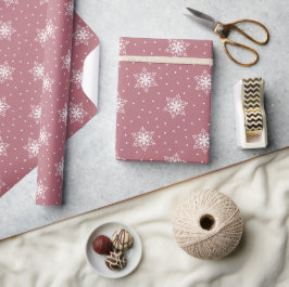 Weiße Schneeflocken Polka Dos Pink Weihnachten Geschenkpapier