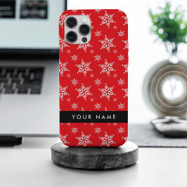 Weiße Schneeflocken, Rot, Ihr Name, Personalisiere Case-Mate iPhone Hülle