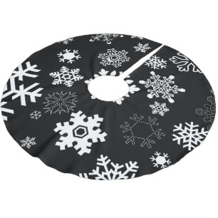 Weiße Schneeflocken - Schwarzes Polyester Weihnachtsbaumdecke