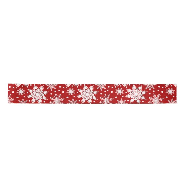 Weiße Schneeflocken Seamless Patterns Weihnachten Satinband (Vorderseite)