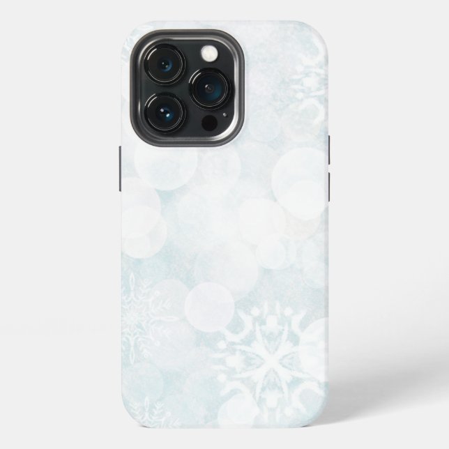 Weiße Schneeflocken und Bokeh-Lichter iPhone Hülle (Hinten)